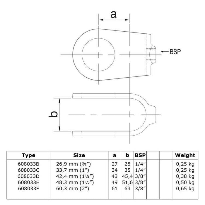 Zeichnung eines Rohrverbinders  Kreuzschelle offen, aus Stahl galvanisiert, Ø 42,4 mm