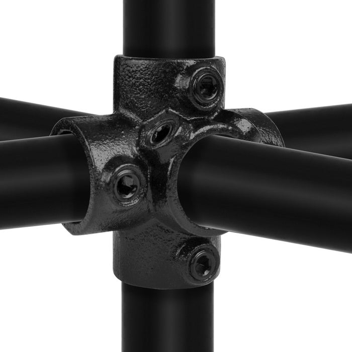 Rohrverbinder aus Stahl Schwarz Kreuzstück für Stützrohr Ø 26,9 mm