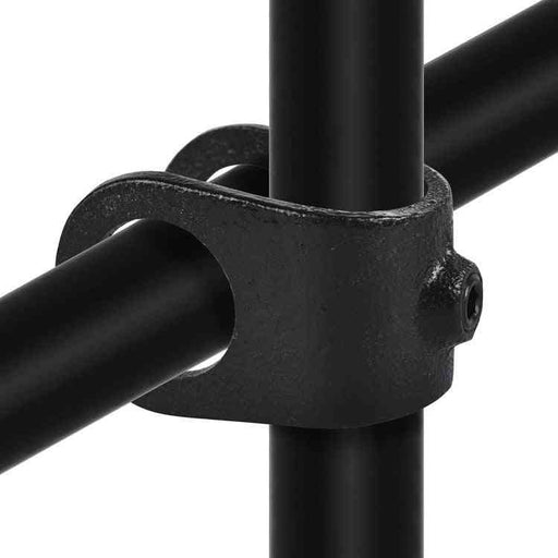 Rohrverbinder Kreuzstück offen,Schwarz, aus Stahl mit Pulverbeschichtung, mit Rohr,  Ø 33,7 mm
