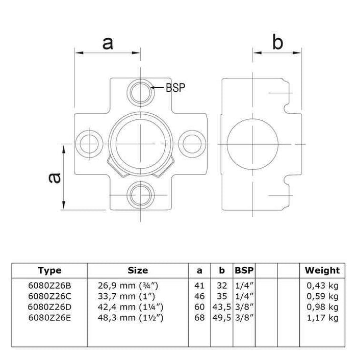 Rohrverbinder aus Stahl schwarz Kreuzstück für Stützrohr Ø 33,7 mm