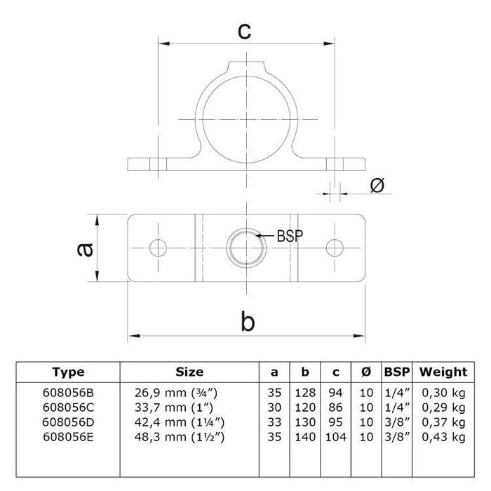 Rohrverbinder aus Stahl Befestigungsring doppelt Ø 33,7 mm