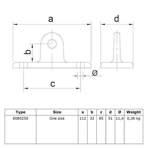Zeichnung eines Rohrverbinders Gelenkfußhalter universal schwarz, aus Stahl mit Pulverbeschichtung, ohne Rohr