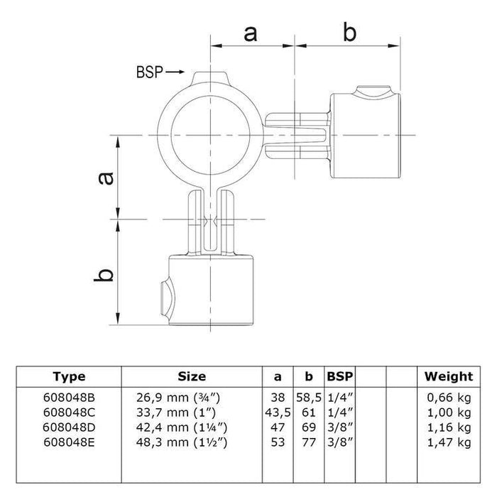 Rohrverbinder aus Stahl Gelenkstück doppelt, 90° Ø 26,9 mm