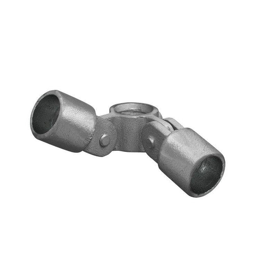 Rohrverbinder Gelenkstück doppelt, 90°, aus Stahl galvanisiert, ohne Rohr Ø 48,3 mm