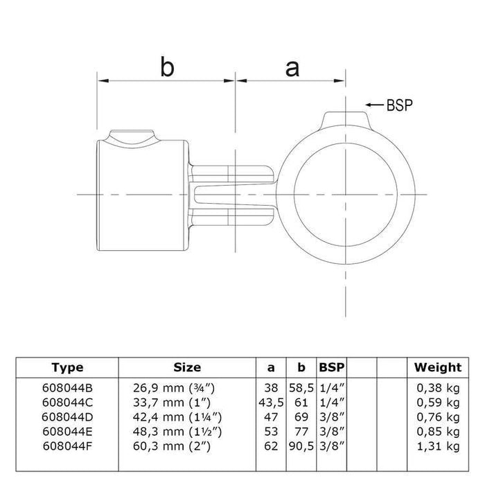 Zeichnung Rohrverbinder Gelenkstück, einfach Ø 42,4 mm