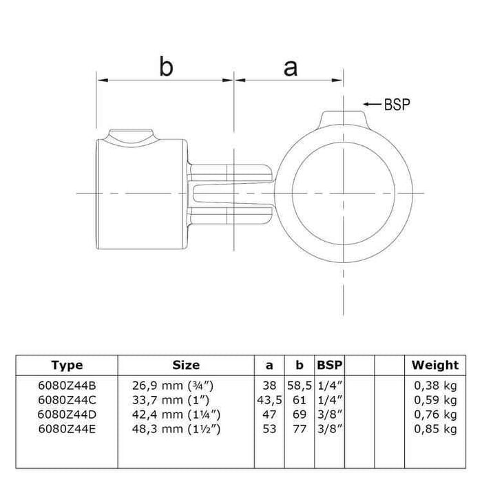Rohrverbinder aus Stahl Schwarz Gelenkstück, einfach Ø 42,4 mm