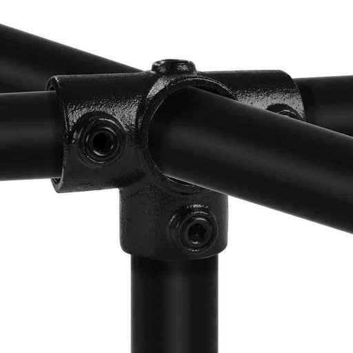 Rohrverbinder Schwarz Dreiweg-T-Stück, aus Stahl mit Pulverbeschichtung, mit Rohr Ø 33,7 mm