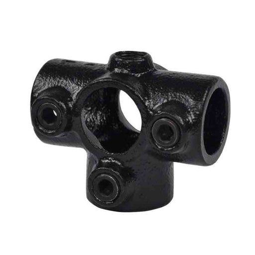 Rohrverbinder Schwarz Dreiweg-T-Stück, aus Stahl mit Pulverbeschichtung, ohne Rohr Ø 33,7 mm