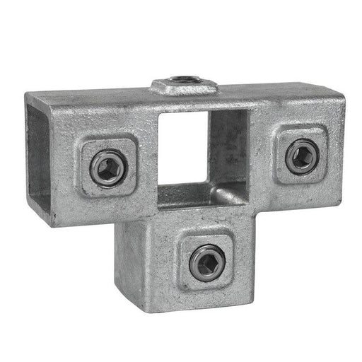 Rohrverbinder Dreiwegverbinder, T-stück, Vierkant, Stahl galvanisiert, ohne Rohre, 40x40 mm