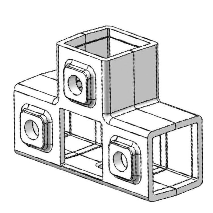 Rohrverbinder aus Stahl Vierkant Dreiweg T-Stück ▇ 40 x 40 mm