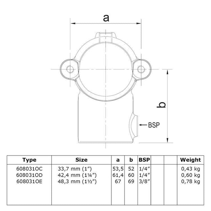 Rohrverbinder aus Stahl T-Stück kurz offen klappbar Ø 33,7 mm