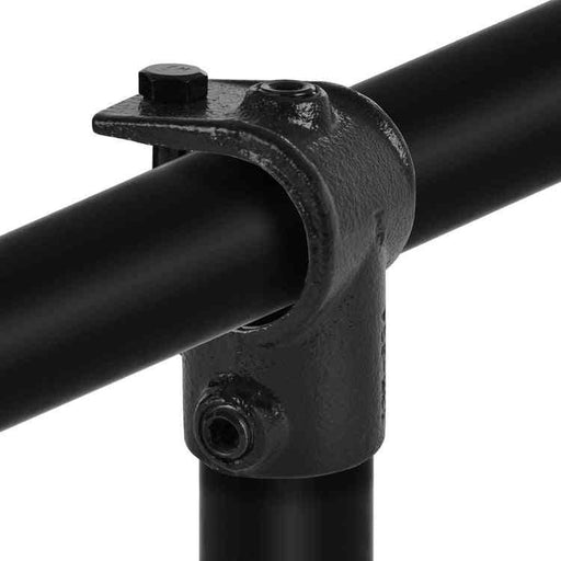 Rohrverbinder T-Stück offen schwarz, aus Stahl mit Pulverbeschichtung, mit Rohr, Ø 33,7 mm