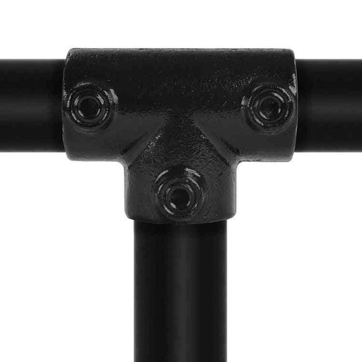 Rohrverbinder Schwarz T-Stück kurz, aus Stahl mit Pulverbeschichtung, mit Rohr  Ø 33,7 mm