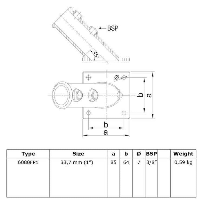 Rohrverbinder aus Stahl Fahnenstangenhalterung einfach Ø 33,7 mm