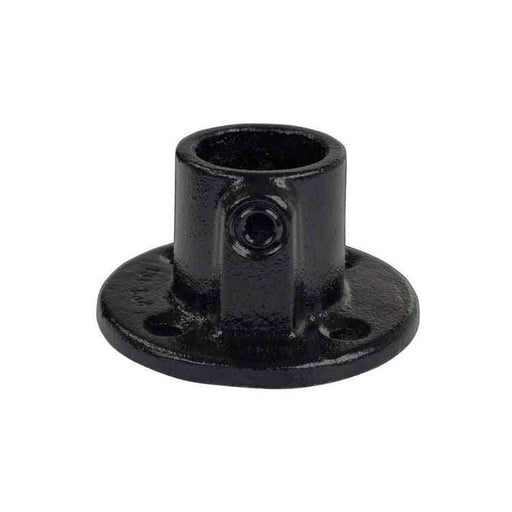 Rohrverbinder Fußplatte rund, aus Schwarzstahl mit Pulverbeschichtung, ohne Rohr Ø 26,9 mm