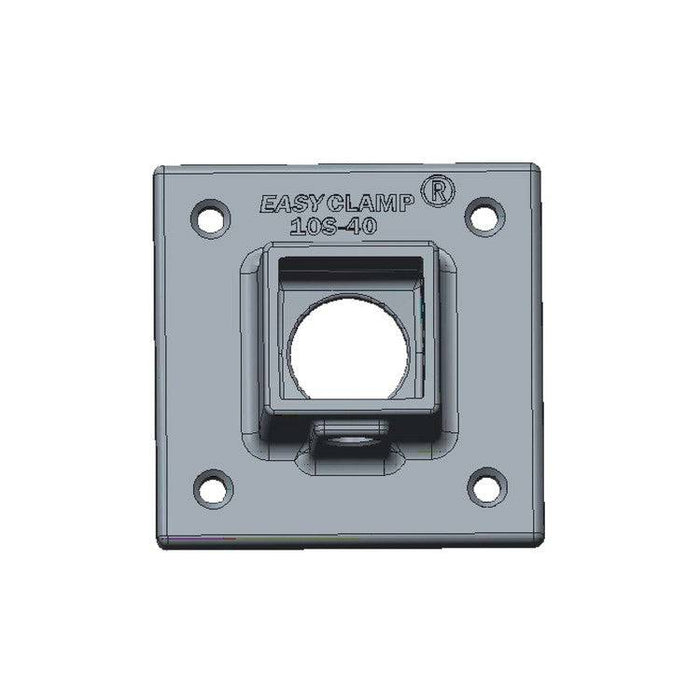 Zeichnung eines Rohverbinders  Fußplatte, vierkant, ohne Rohr, Stahl, galvanisiert, 40x40 mm 