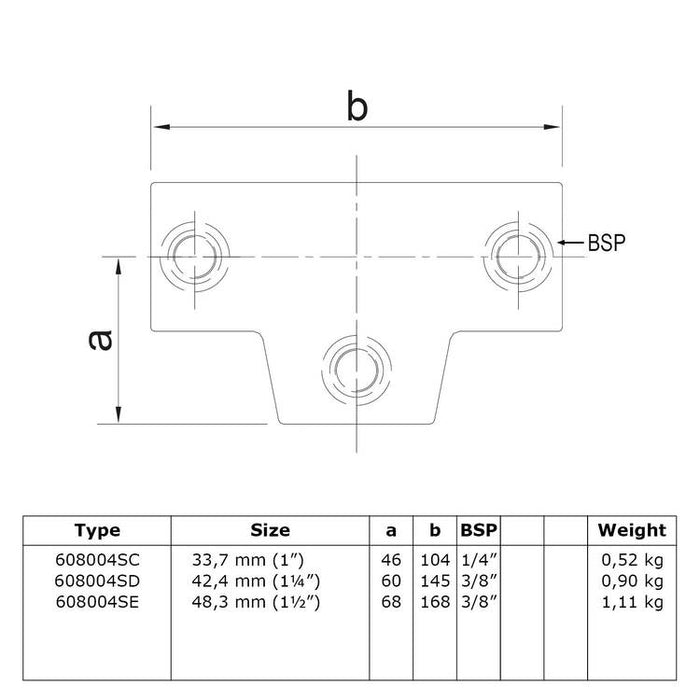 Rohrverbinder T-Stück rund stahl galvanisiert bis 11 Grad Winkel Zeichnung