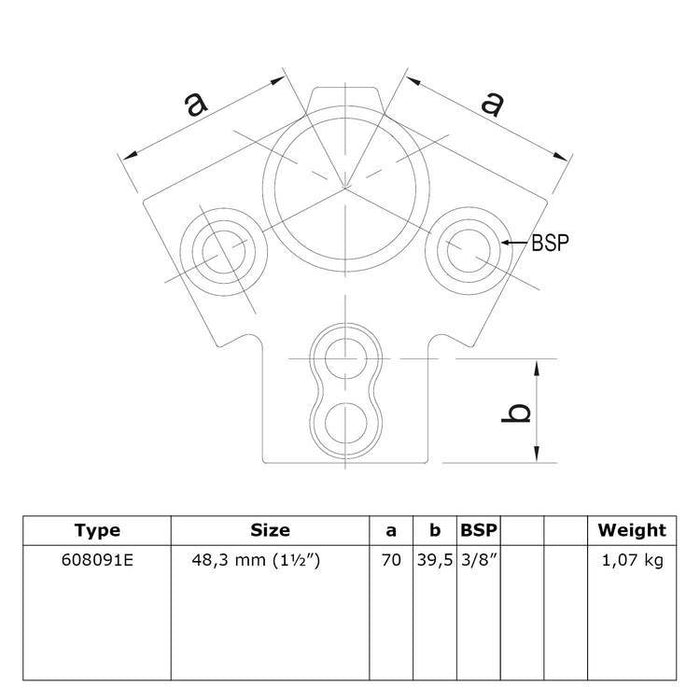 Zeichnung Rohrverbinder Traufentopstück stahl 48,3 mm